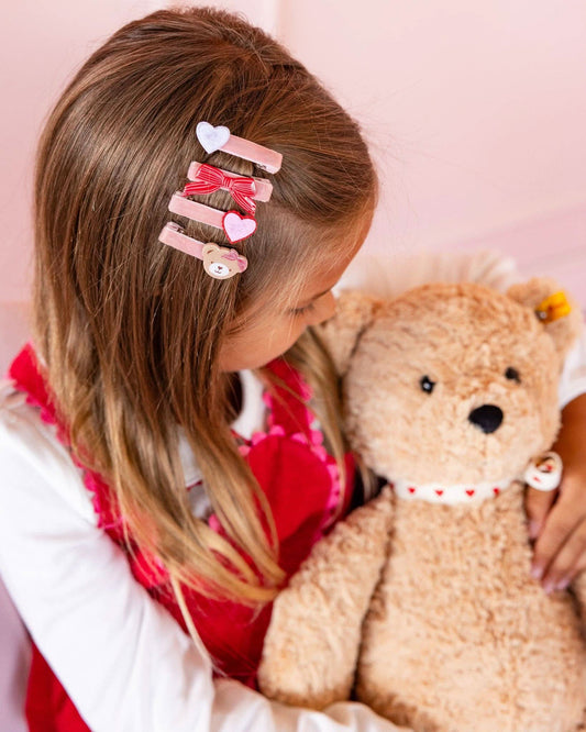 Beary Loved Valentine Hair Clips | Pack of 4