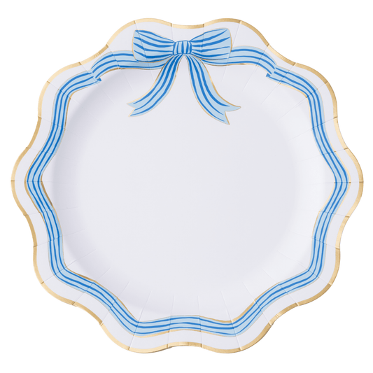 Baby Blue Bow Dinner Plates - 11" | Set of 8 - Porcupine Paper Co.
