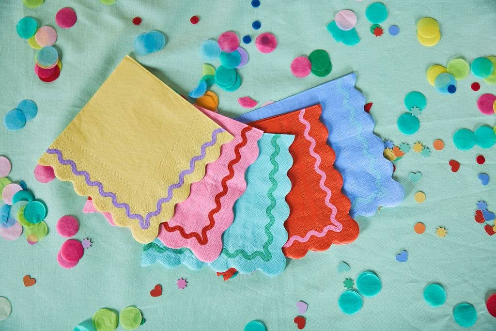Rainbow Ric Rac Assorted Lunch Napkin - Porcupine Paper Co.