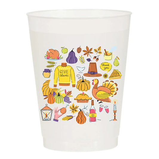 All Things Thanksgiving Collage Frosted Cups | Pack of 6