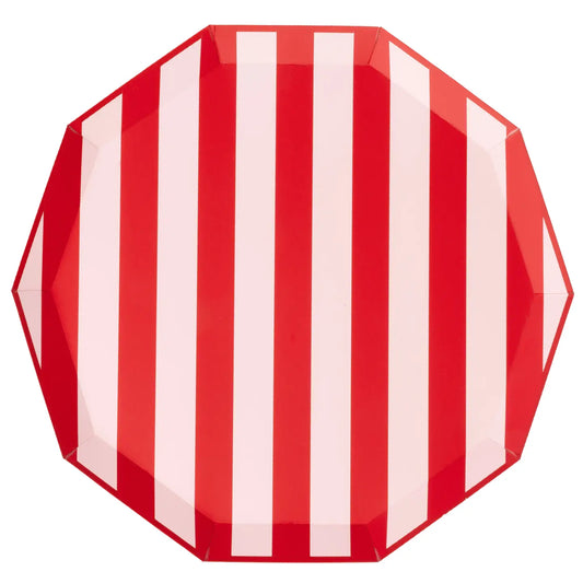 Pink & Red Signature Cabana Stripe Plates 10.75" | Pack of 8