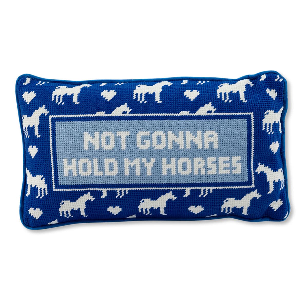 Hold My Horses Needlepoint Pillow - Porcupine Paper Co.