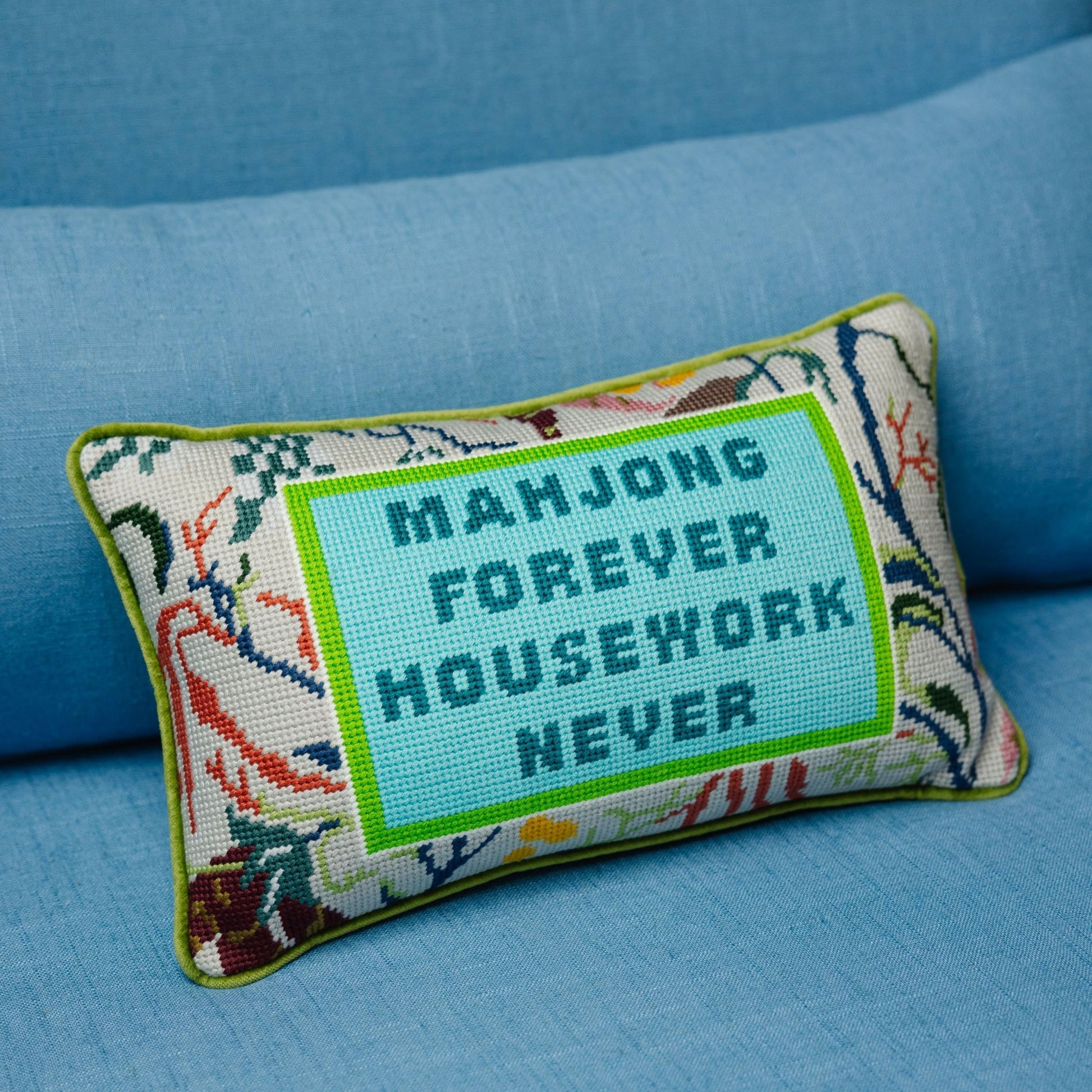 Mahjong Needlepoint Pillow - Porcupine Paper Co.