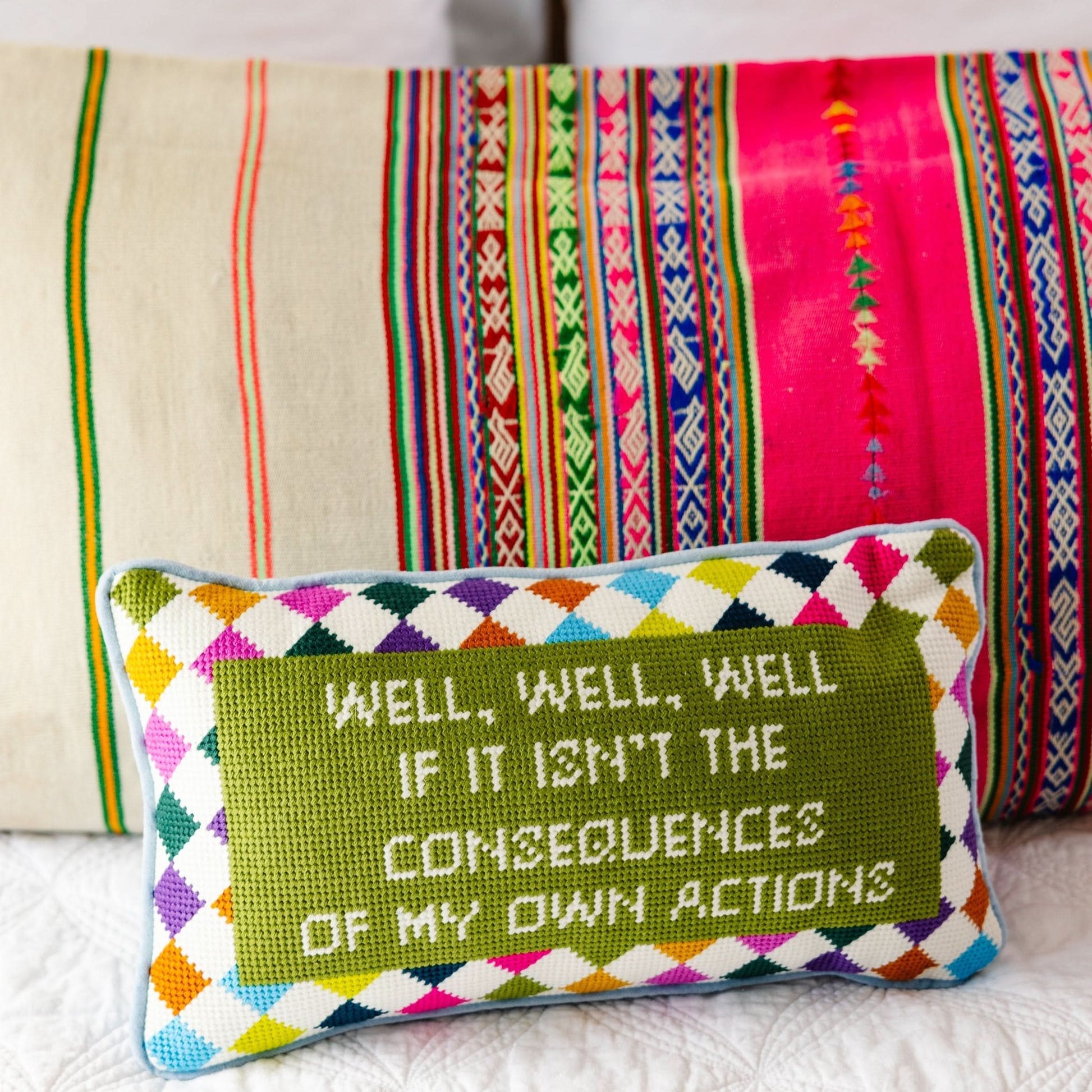 Well Well Well Needlepoint Pillow - Porcupine Paper Co.