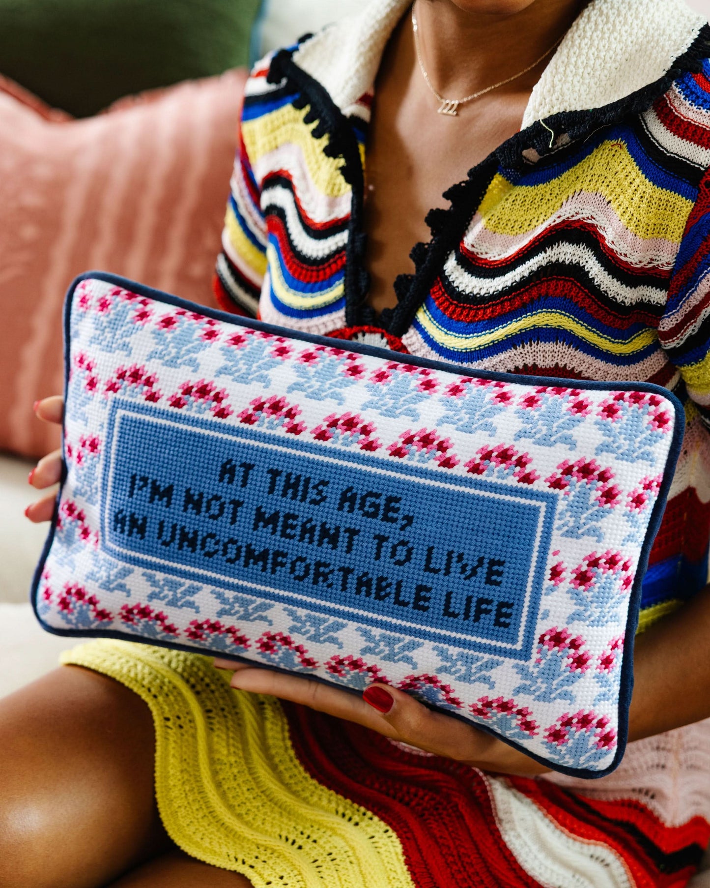 Uncomfortable Needlepoint Pillow - Porcupine Paper Co.