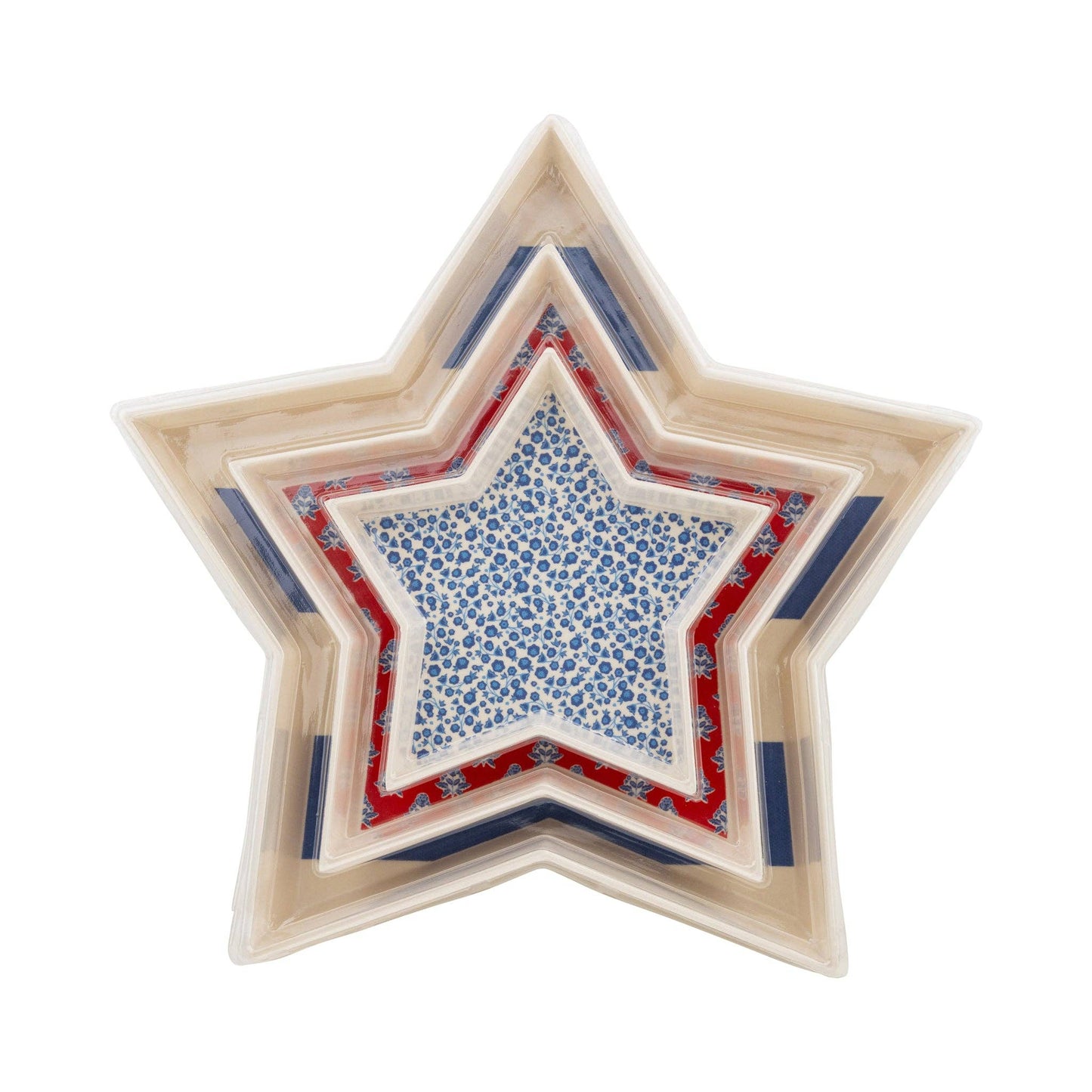 Stacking Stars bamboo tray set by My Mind’s Eye featuring multiple nested trays with star cutout designs.