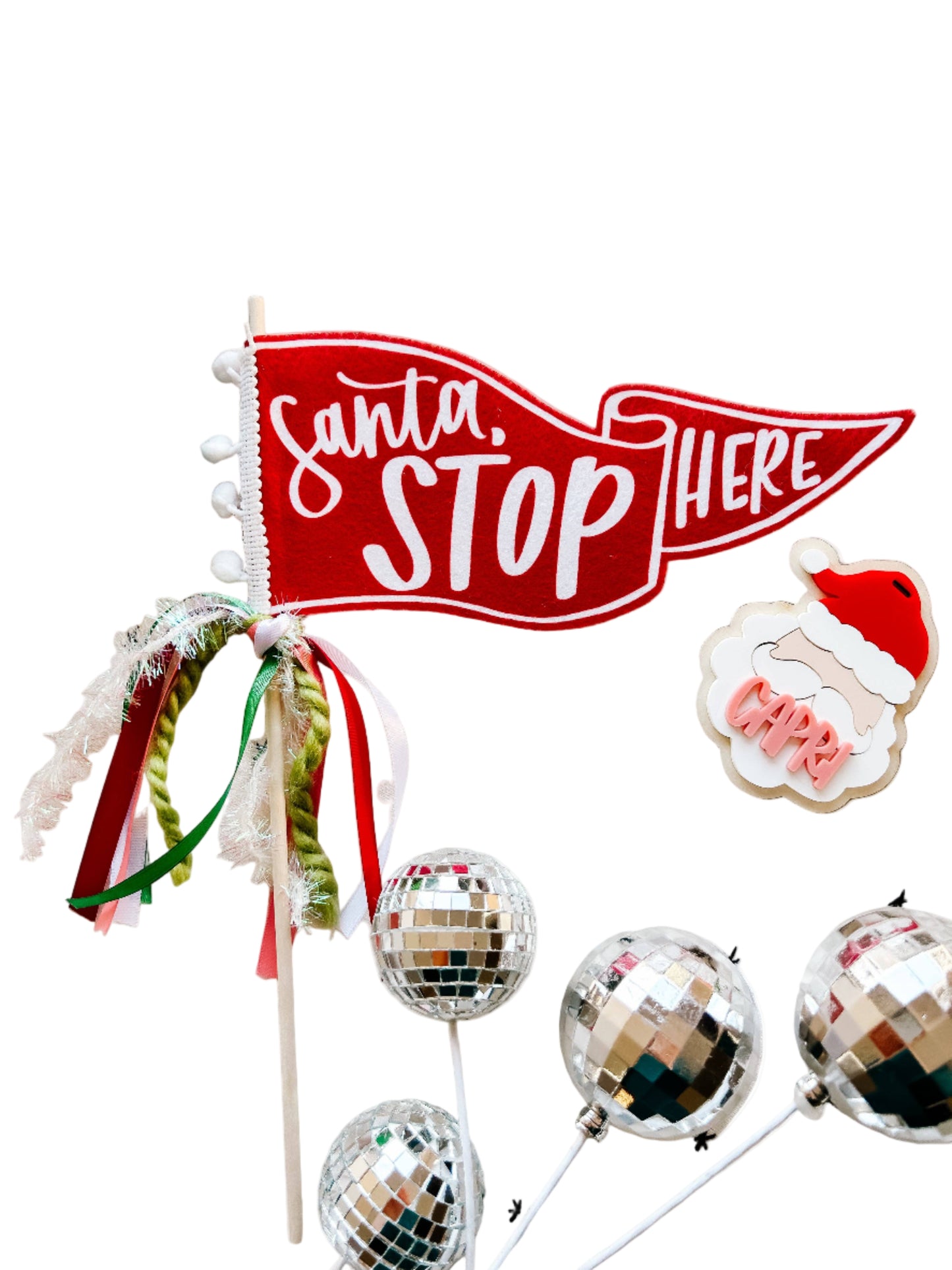 Santa Stop Here Pennant Flag | Red