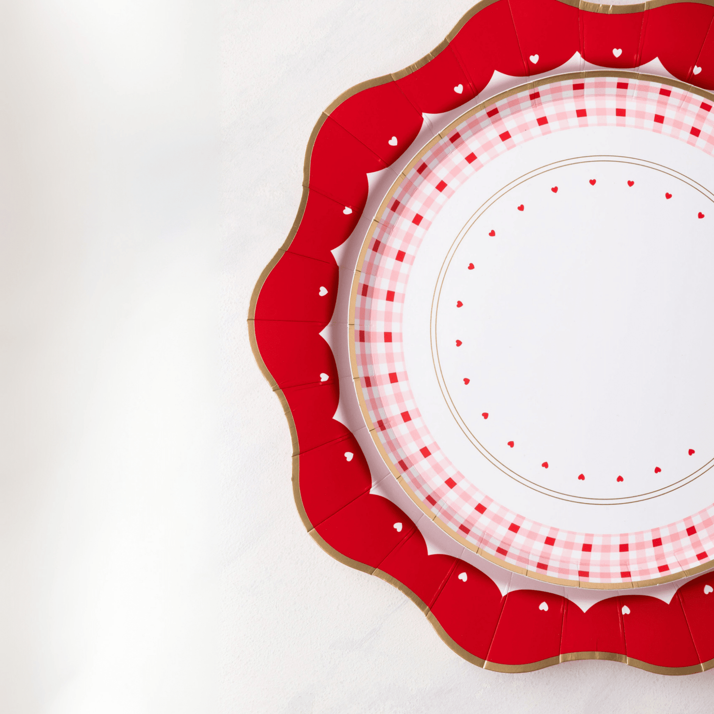 Valentine Red Gingham Dessert Plates 8.25" | Set of 8 - Porcupine Paper Co.