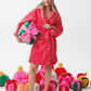 Shiraleah Felicity Trees pink slippers in two sizes, soft fabric with tree pattern, perfect for comfortable home wear.