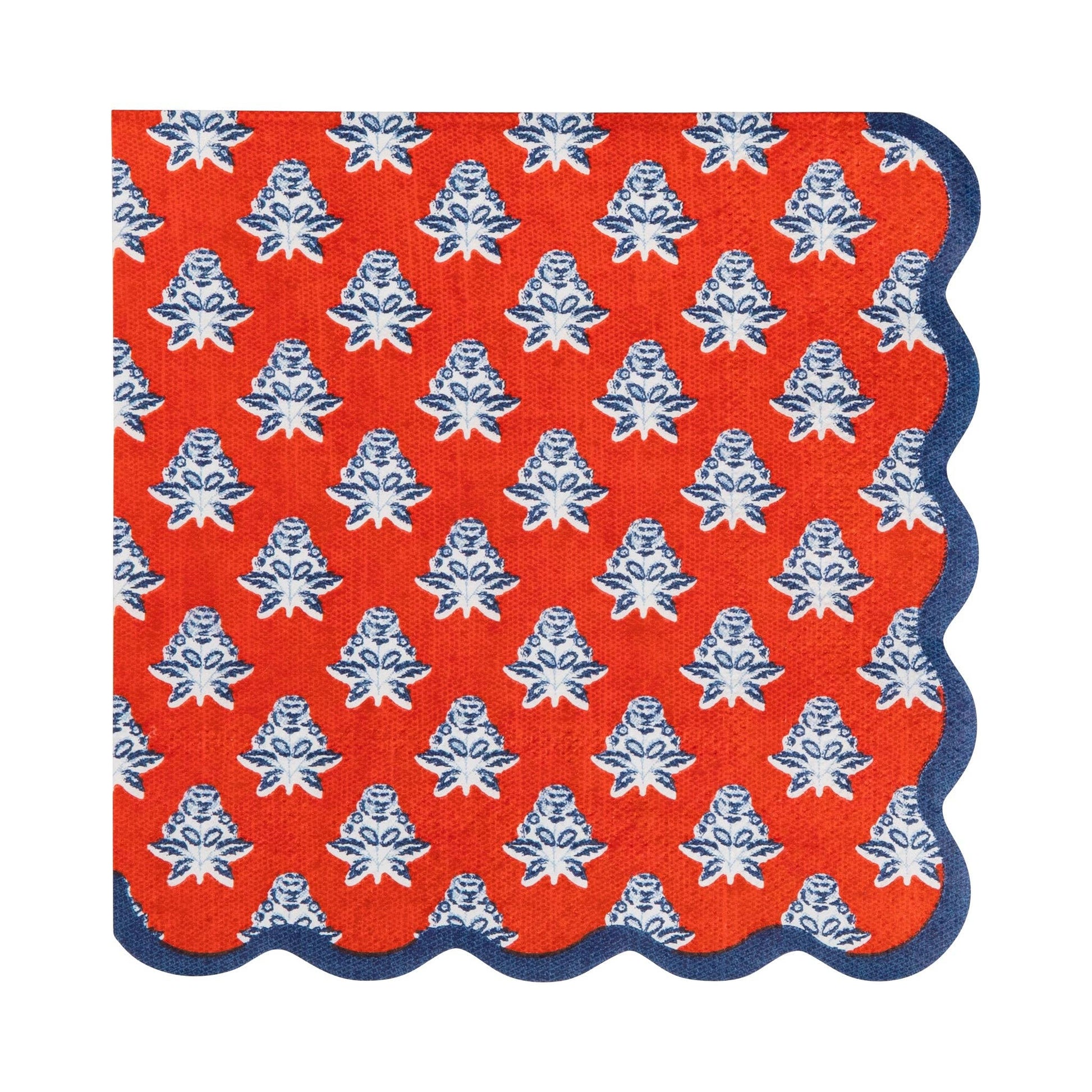 My Mind’s Eye floral paper cocktail napkin with colorful floral pattern, folded to show detailed flower design.