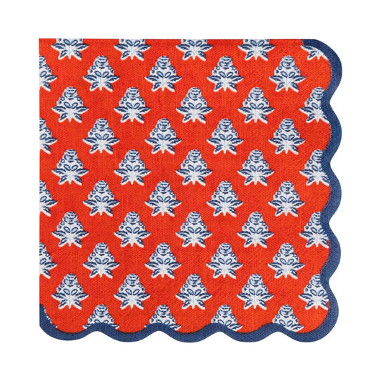 My Mind’s Eye floral paper cocktail napkin with colorful floral pattern, folded to show detailed flower design.