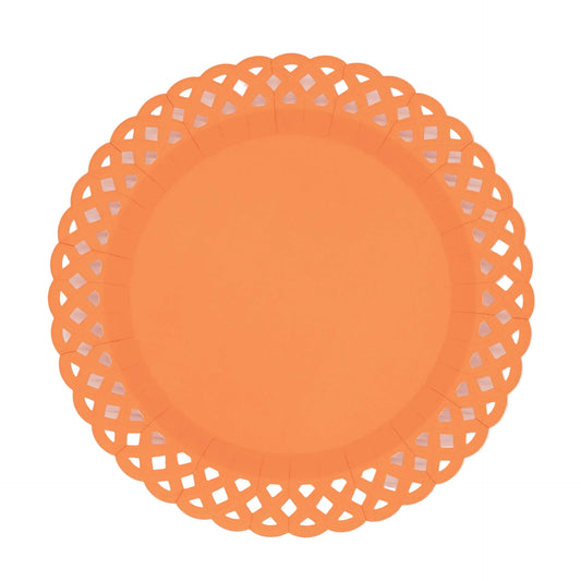 Orange Basketweave Dinner Plates | Set of 8