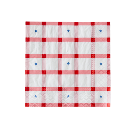 Red Gingham 4th Of July Large Napkins | Pack of 20