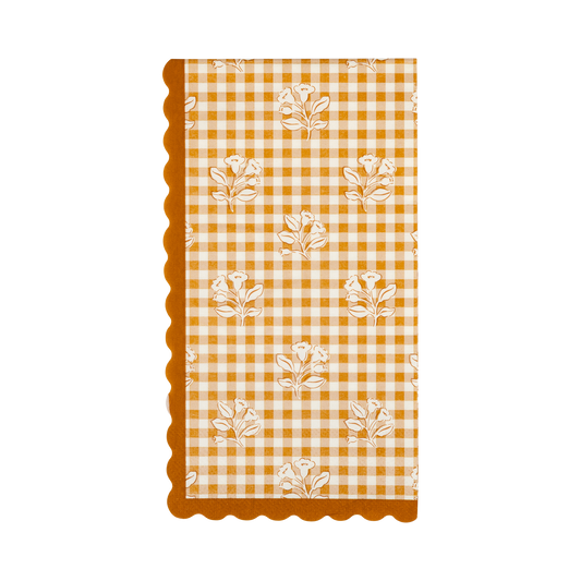 Rust Gingham Block Print Dinner Paper Napkins | 20 count
