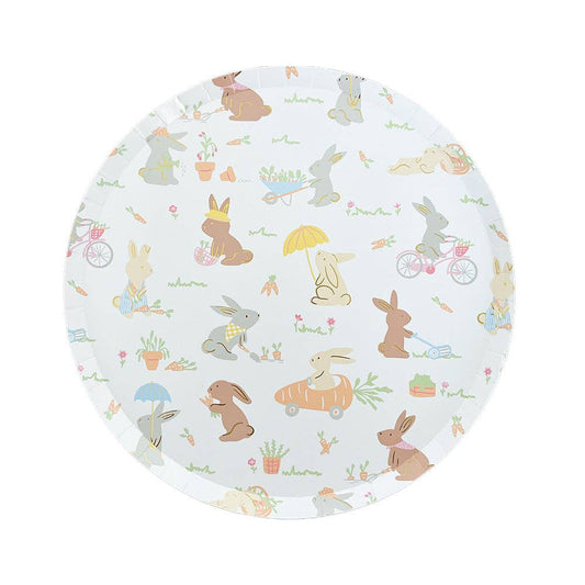 Bunnies In The Garden 10" Round Plates | Pack of 8