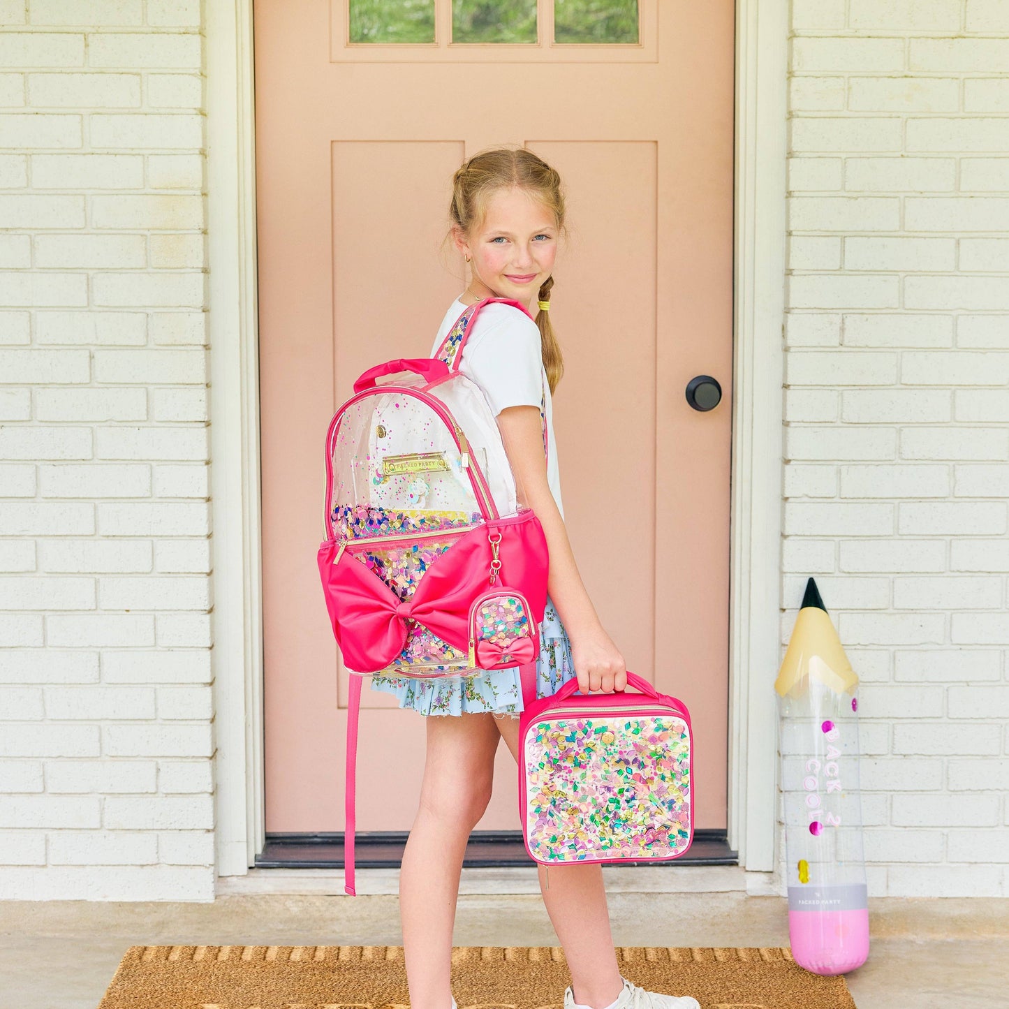 Packed Party Audrey Jewel Confetti Insulated Lunch Box with colorful confetti design and insulated interior for keeping food fresh.