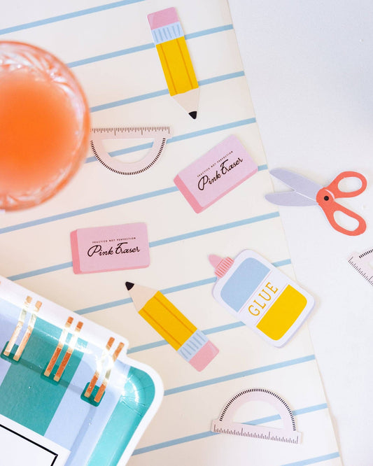 Colorful school-themed scatter confetti by My Mind’s Eye, featuring paper shapes for celebrations and classroom decor.
