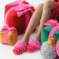 Pink Felicity Trees slippers by Shiraleah, featuring a cozy design with tree pattern in two sizes, perfect for comfortable indoor wear.