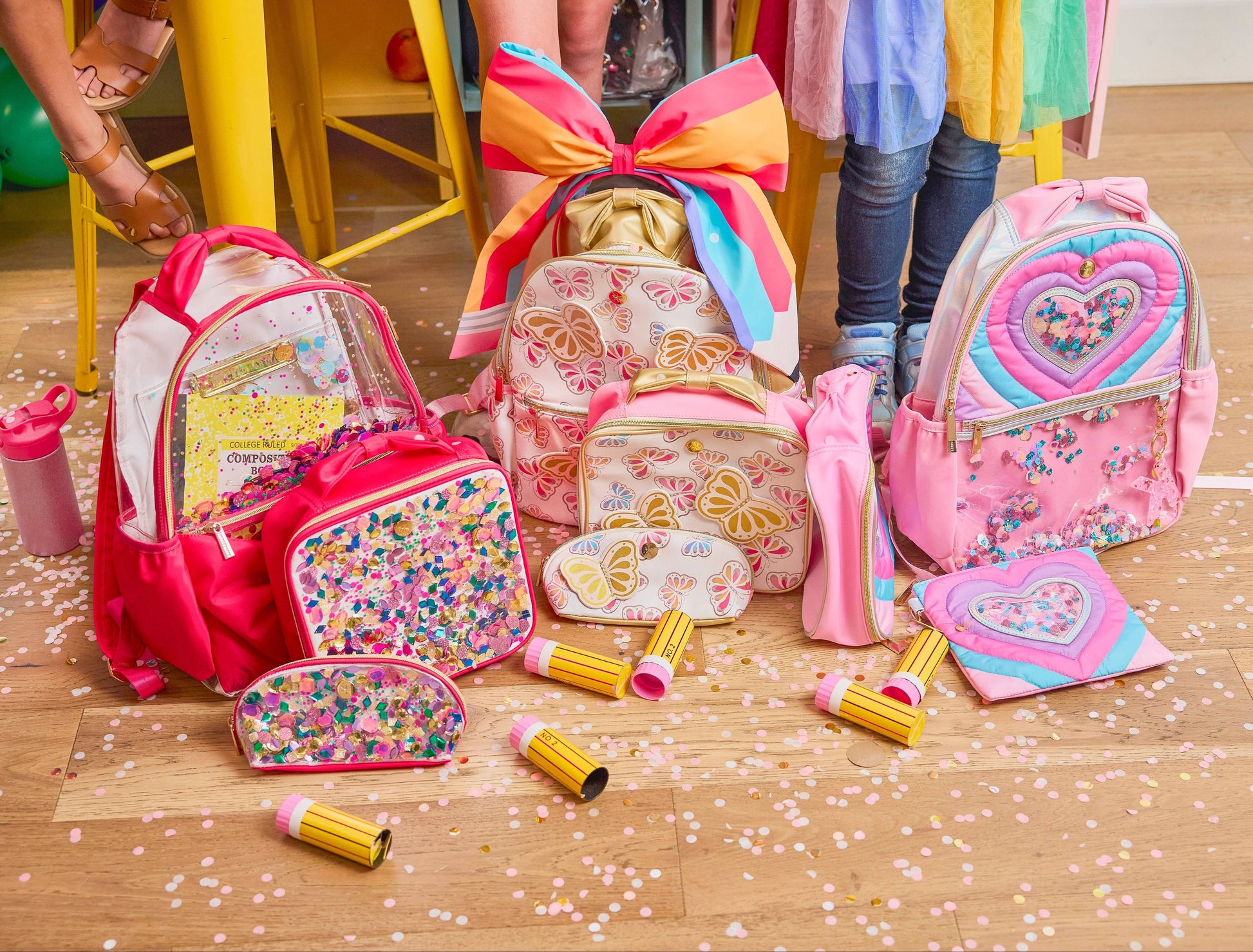Taylor quilted confetti hearts insulated lunchbox by Packed Party with colorful heart pattern and padded quilted design.