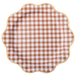 Set of 8 mocha brown gingham scalloped plates by Bonjour Fête, featuring a charming checked pattern and scalloped edges.
