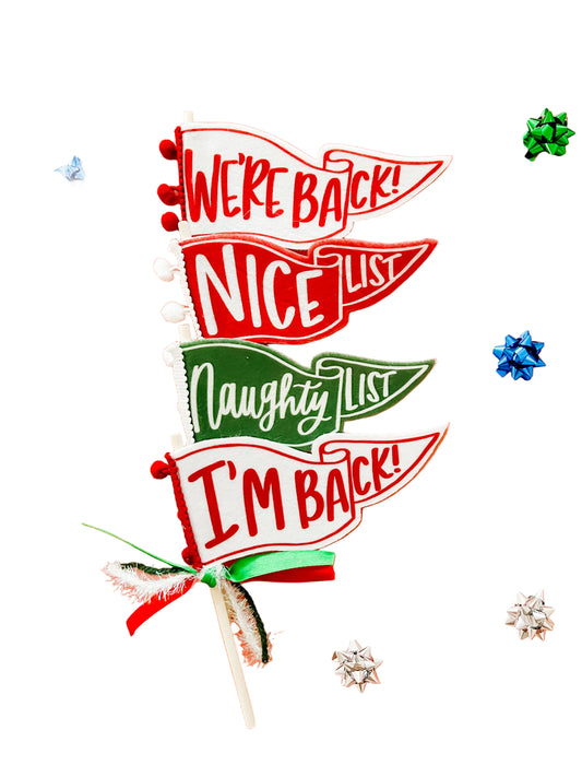 Mini Elf Flags | I'm Back |  White & Red