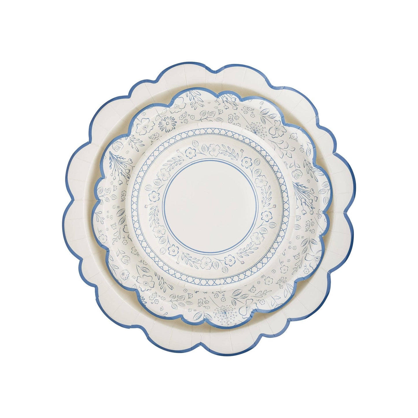 Pembroke Cream with Blue Edge 12" Paper Plate | Pack of 8