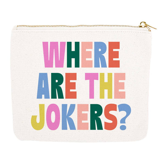 Mahjong Zipper Canvas Card Pouch by soiree-sisters featuring a vibrant design inspired by "Where Are The Jokers."