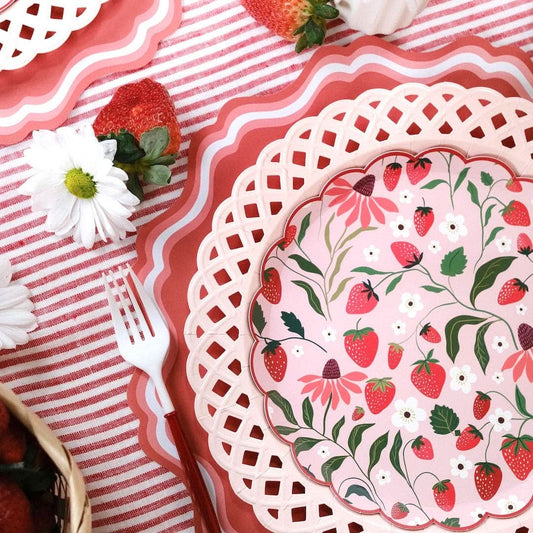 Pink Basketweave Dinner Paper Plates - Porcupine Paper Co.