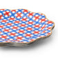 Set of three red and blue gingham star dinner plates by Bonjour Fête, featuring a festive pattern perfect for special occasions.