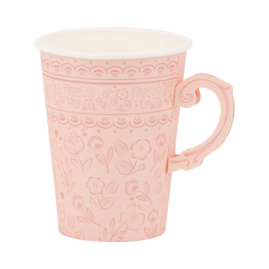 Pembroke Tea Cup Paper Party Cups | 12 oz | Pack of 8