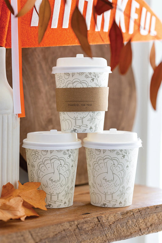 Harvest Coloring Cozy To Go Cups | 8 count