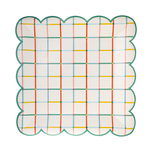 Set of 8 colorful 10-inch ceramic plates from My Mind’s Eye, featuring vibrant, artistic designs for dining and display.