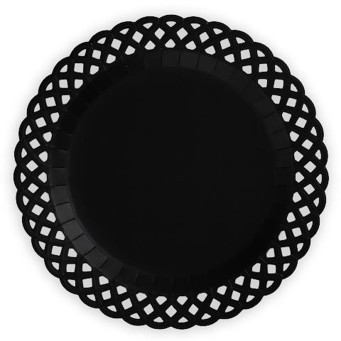 Black Basketweave Dinner Paper Plates by Gatherings, featuring a stylish basketweave design on durable paper dinnerware.