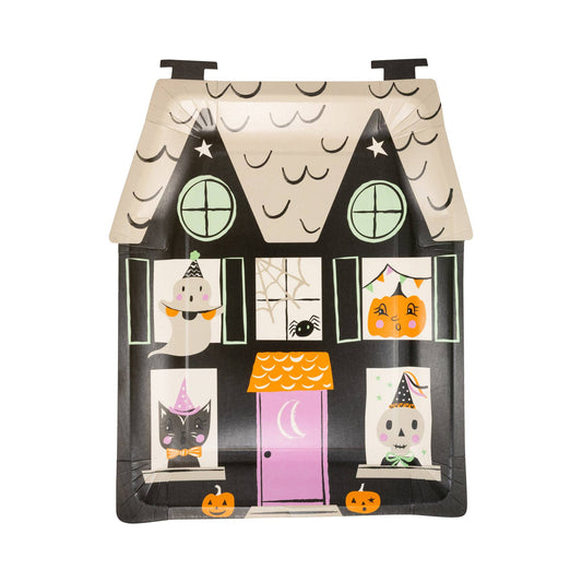 Spooky House Shaped Plate | 8 count