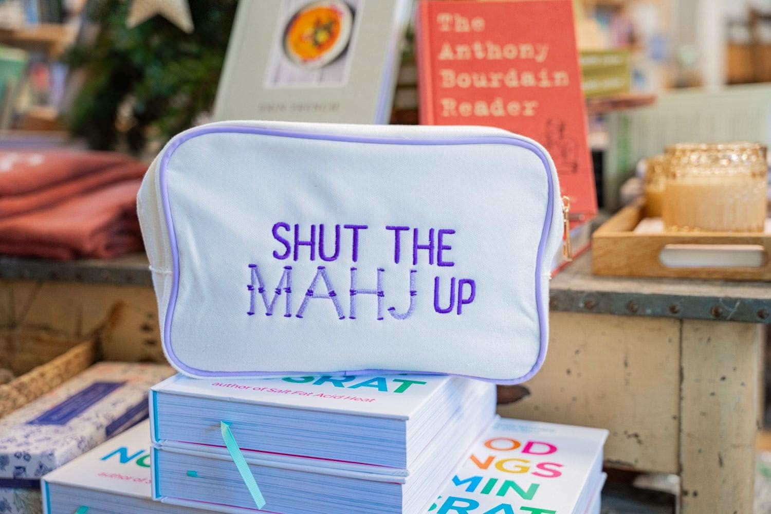 Embroidered Mahjong Tile Bag: Shut the Mahj Up - Porcupine Paper Co.