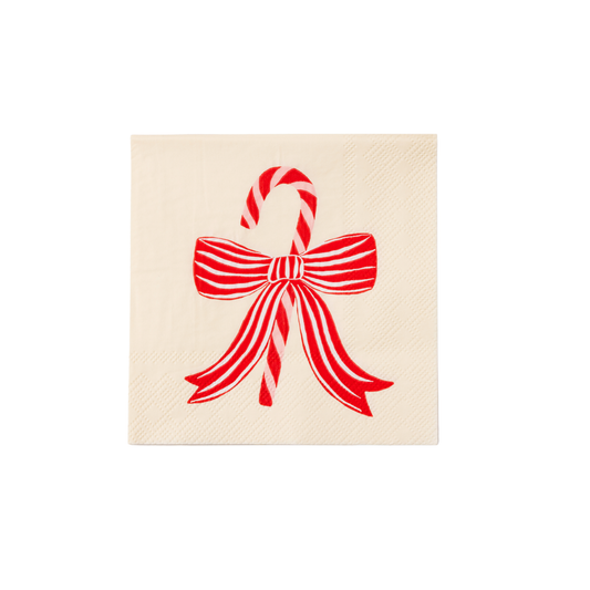 Peppermint Bow Cocktail Napkins | Set of 20
