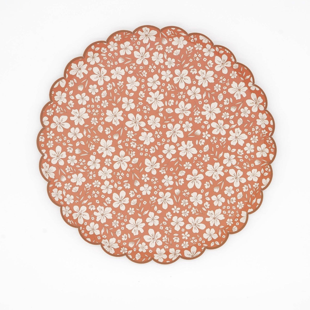 Gatherings by Curated Paperie autumn floral dinner plates with colorful fall floral design on white ceramic.
