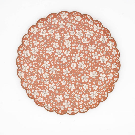 Gatherings by Curated Paperie autumn floral dinner plates with colorful fall floral design on white ceramic.