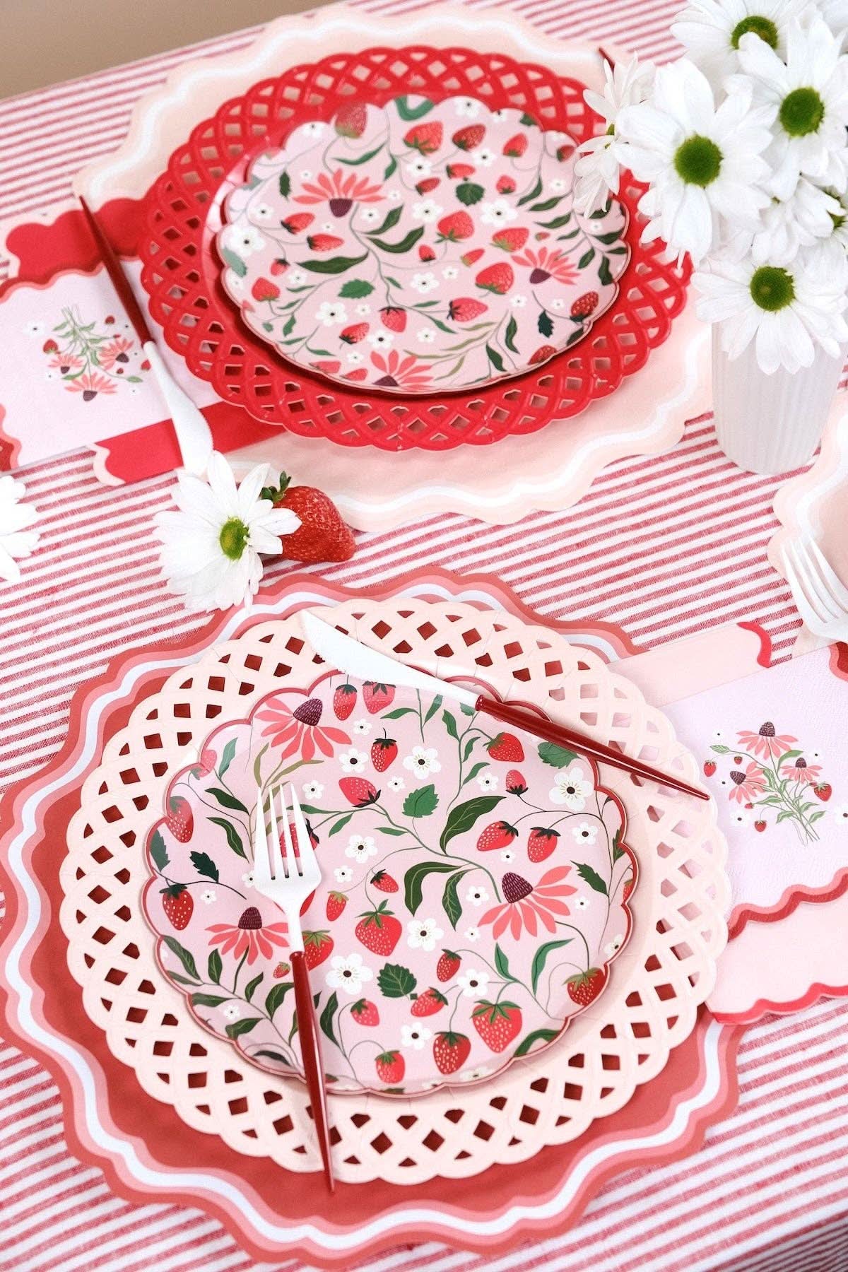 Pink Basketweave Dinner Paper Plates - Porcupine Paper Co.