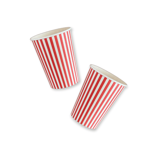 Red & White Candy Stripe Paper Cups | 12 count