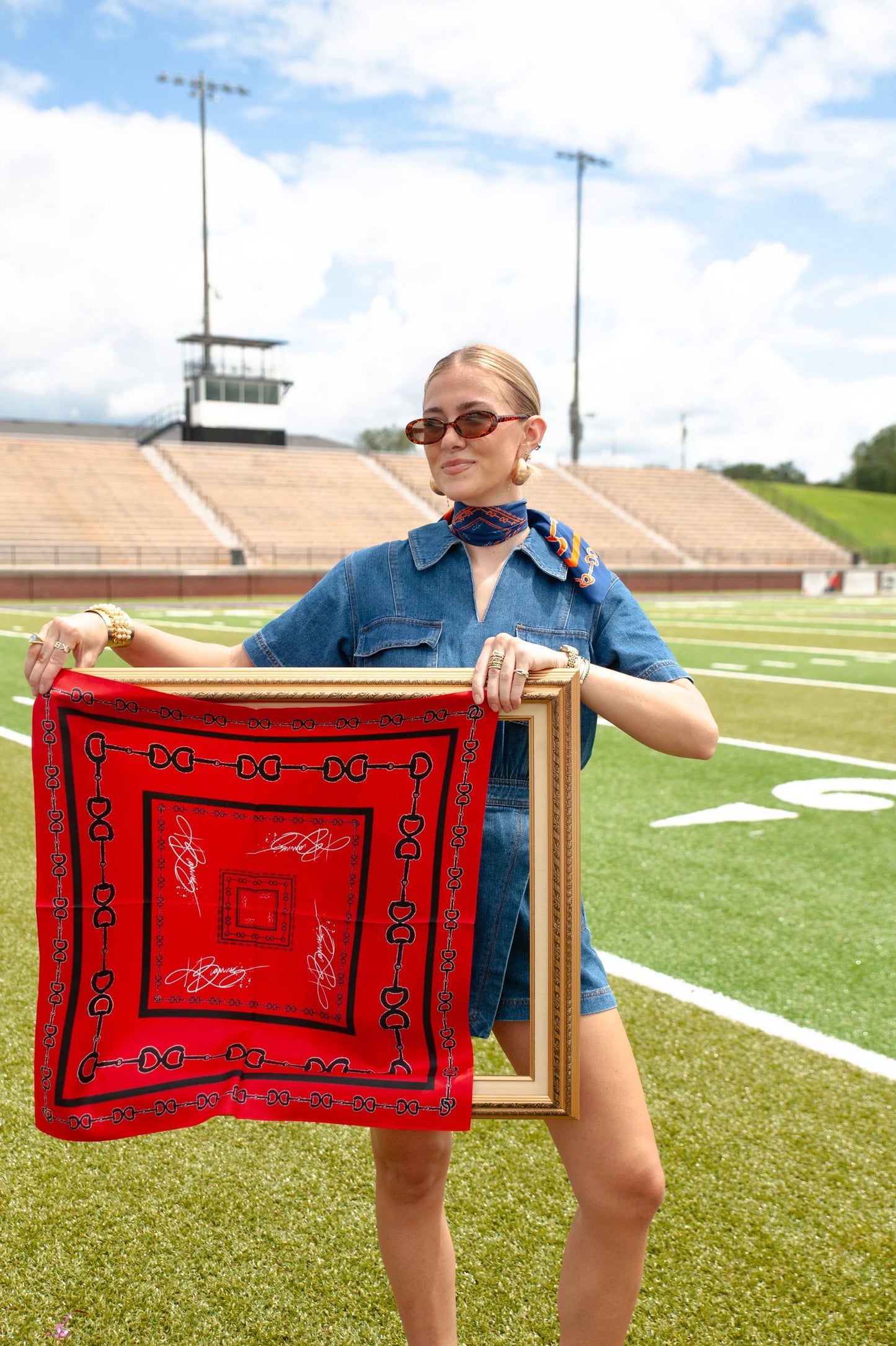 PREORDER | Red & Black Horsebit Silk Scarf