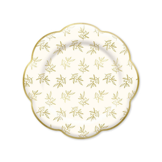 Gold Foil Leaf Accent Plates - 8" | Set of 8
