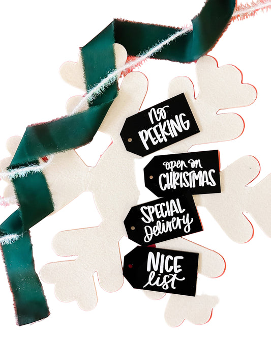 Present Tags | Black with White Lettering