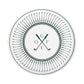 Set of eight 8.5-inch golf-themed dessert plates by Gatherings by Curated Paperie, featuring a golf ball and tee design.