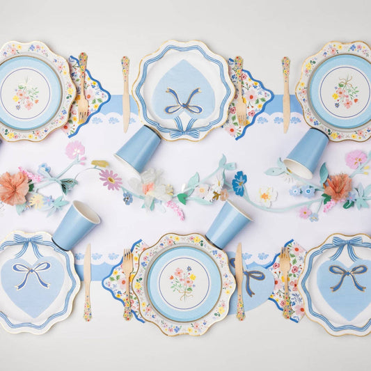 Baby Blue Bow Dinner Plates - 11" | Set of 8 - Porcupine Paper Co.