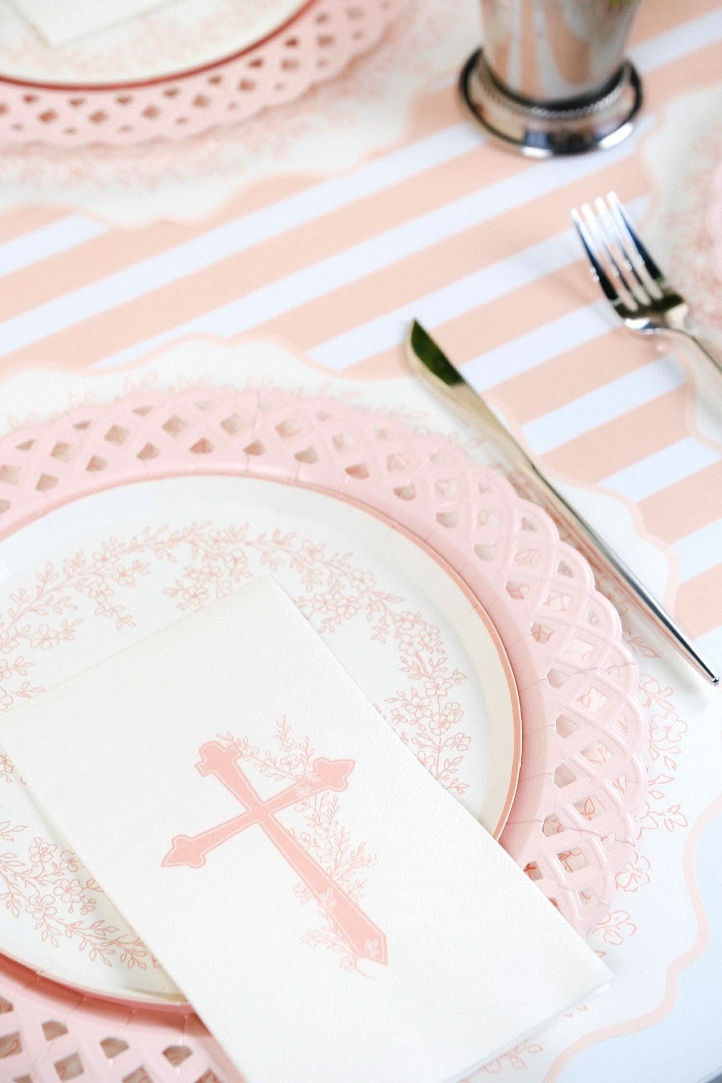 Pink Basketweave Dinner Paper Plates - Porcupine Paper Co.