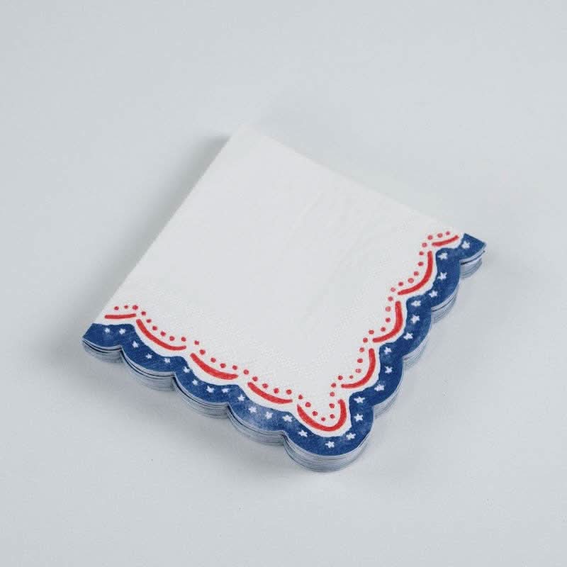 Patriotic 4th of July cocktail napkin with stars and stripes design by Gatherings by Curated Paperie