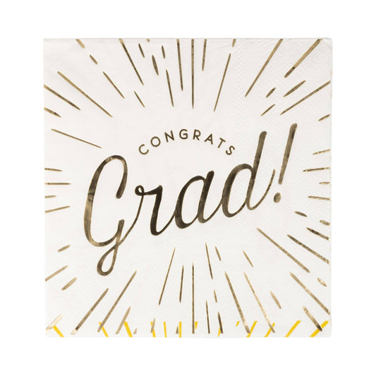 Foiled Congrats Grad cocktail napkin with celebratory design, from My Mind’s Eye, featuring a festive graduation theme.