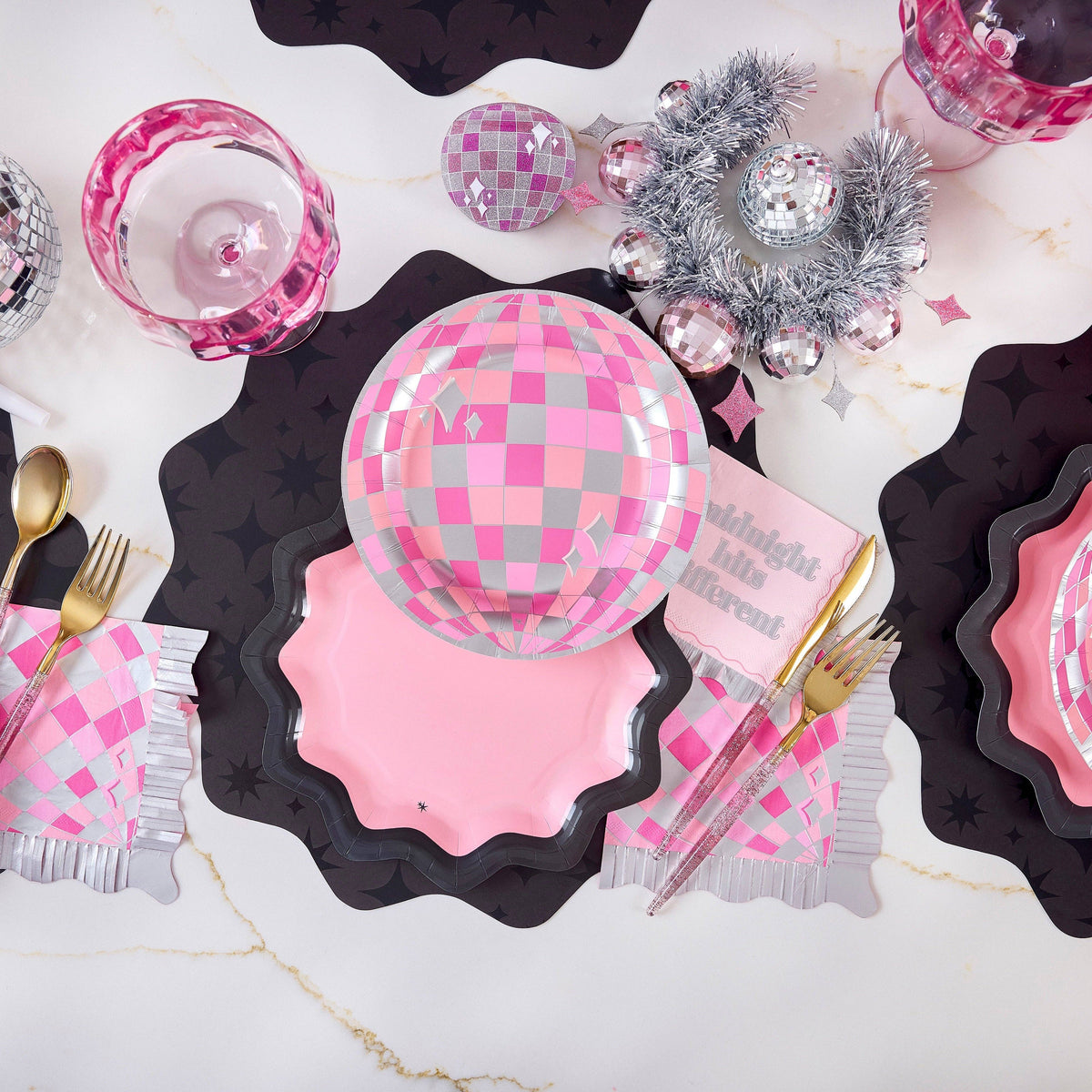Sparks Fly Glossy Black Placemats | 10 count