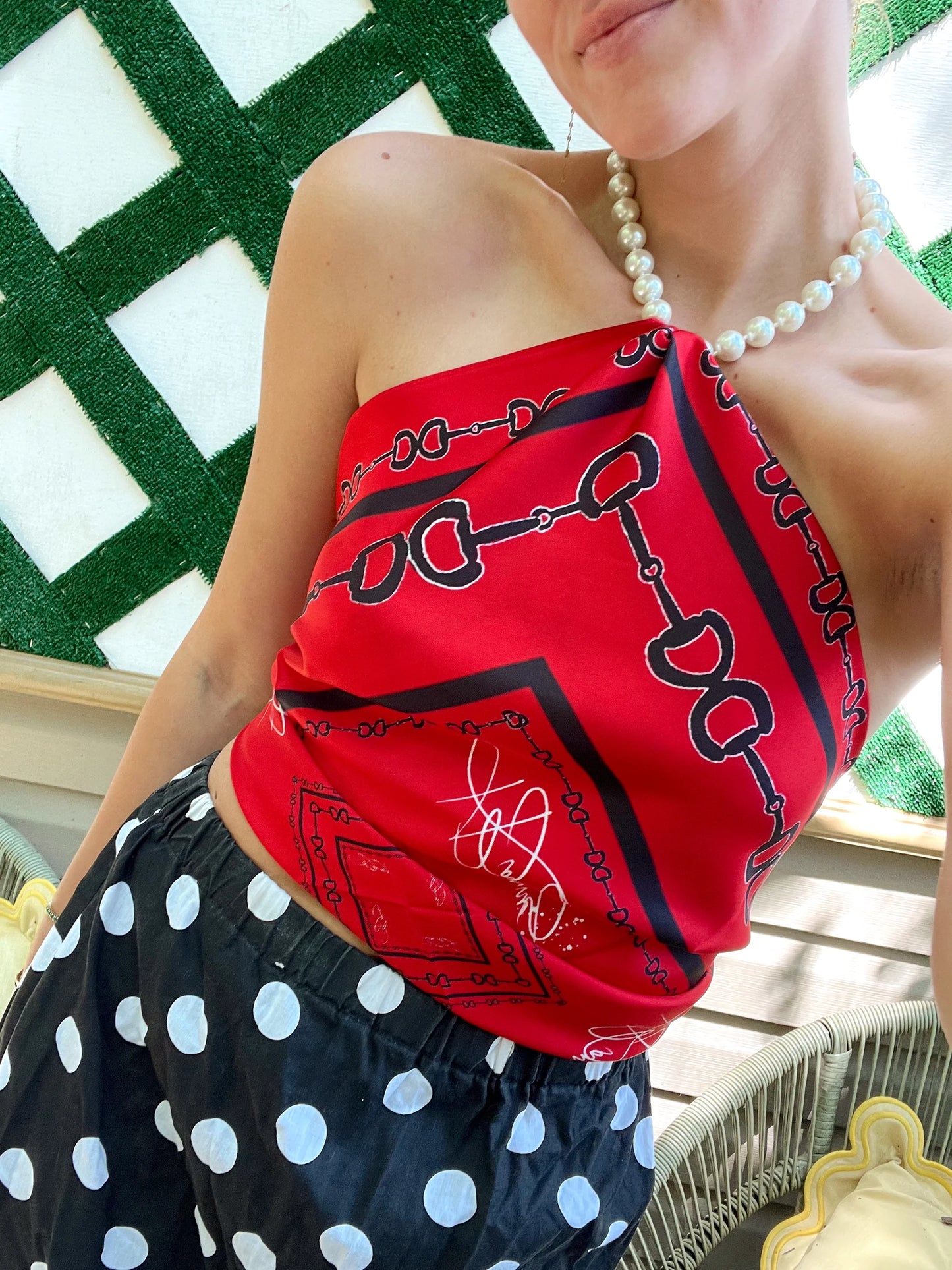 PREORDER | Red & Black Horsebit Silk Scarf